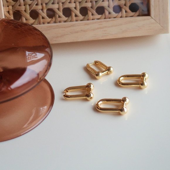 NEW 18K Gold Plated Chunky Link Earrings